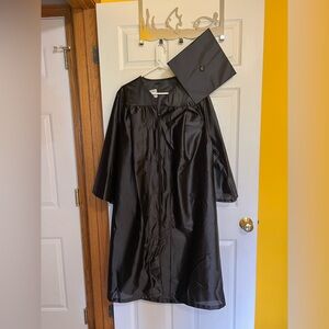 Black Graduation Gown and Cap Set